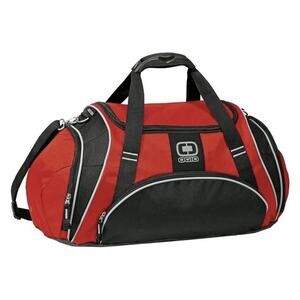 New OGIO Crunch Duffel Bag Red And Black New with tags FM Logo Embroidered